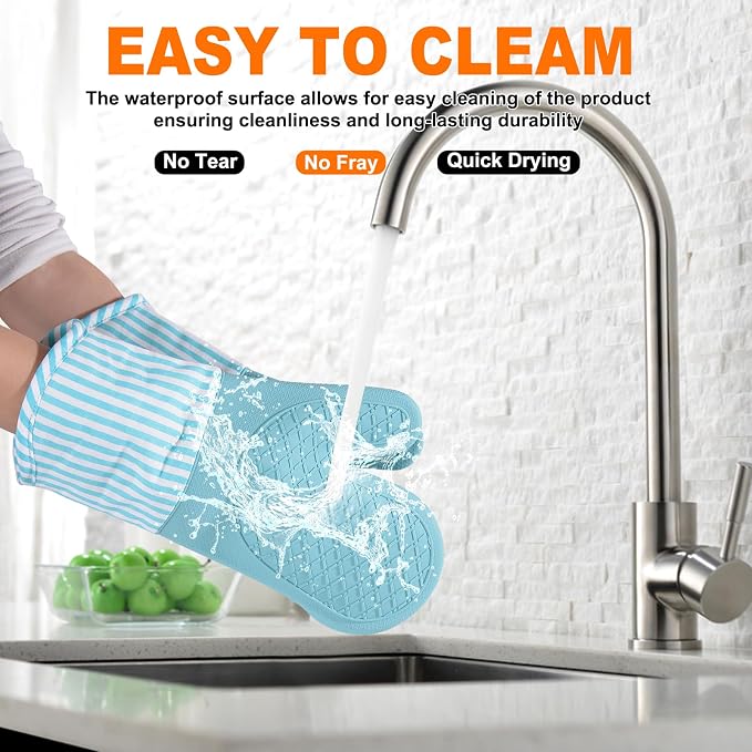 Silicone Oven Mitts, Heat Resistant Oven Gloves - Image 6