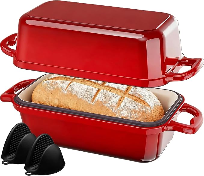 Enameled Cast Iron Dutch Oven for Sourdough Bread Baking, 8.5 x 4.5Inch Oval by Unknown
