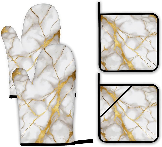 Marble Oven Mitts and Pot Holders Set by Unknown