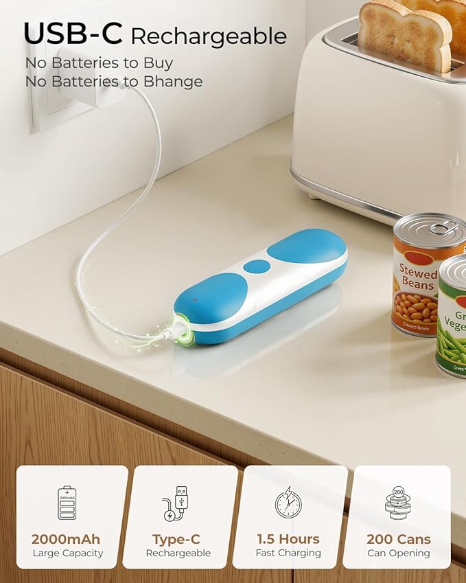 Electric Can Opener, One-Touch Automatic Can Opener, USB Rechargeable Electric - Image 3