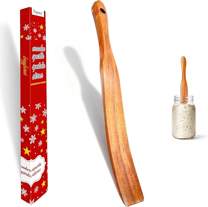 Thick Handle Wood Spurtle for Sourdough Starter, Sour Dough Tool Mixing Stir by Unknown
