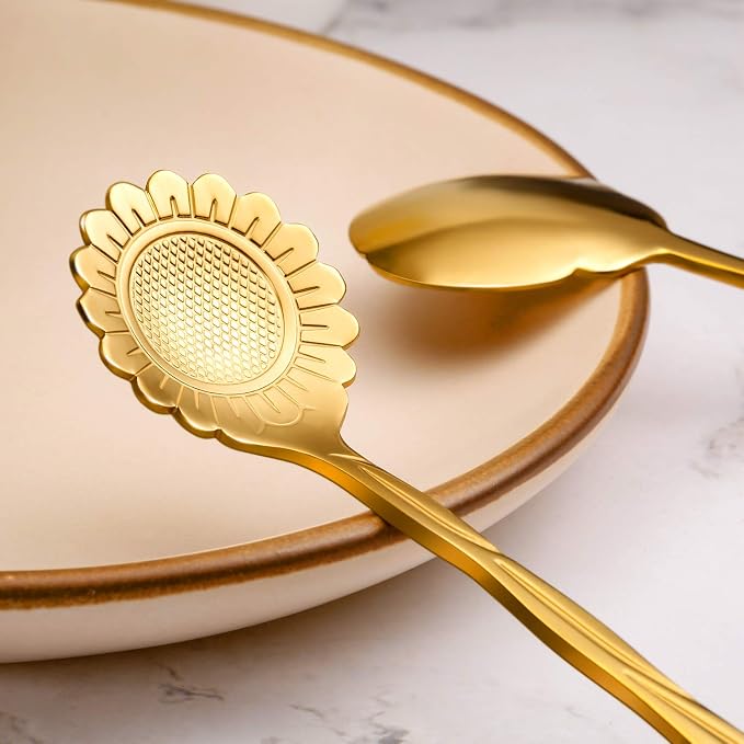 Chengu 8 Pieces Flower Coffee Tea Spoons Stainless Steel Sugar Spoons Tea Party - Image 3