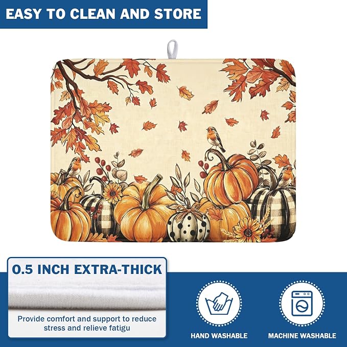 Fall Orange Pumpkin Dish Drying Mat - Image 5
