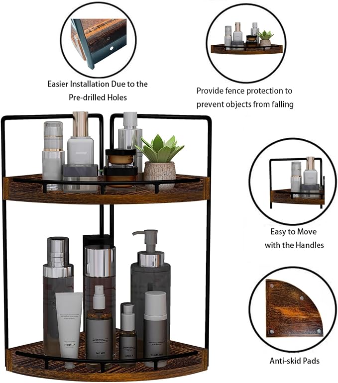 Dorhors 2-Tier Bathroom Counter Organizer, Vanity Counter Corner Shelf - Image 4