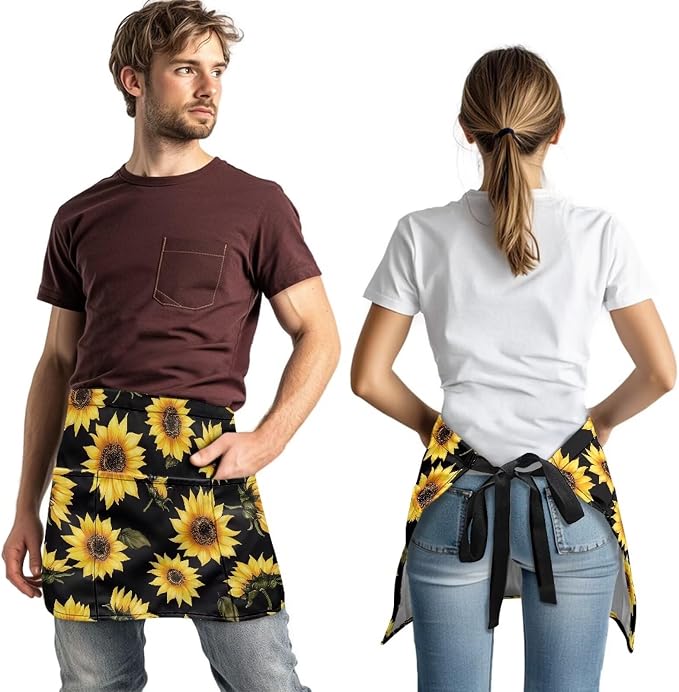 Server Apron with 3 Pockets, Waterproof Oil Waitress Waiter Half Apron - Image 3