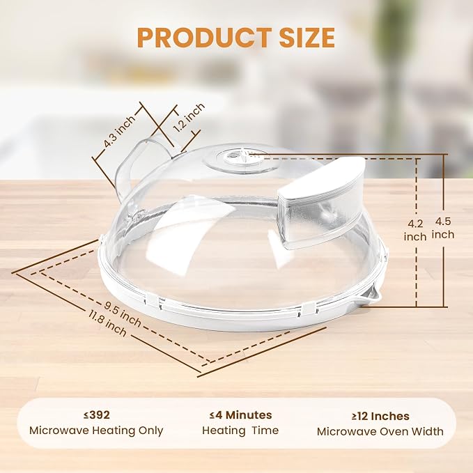 Gracenal Microwave Food Cover, 10 Inch Microwave Splatter Cover - Image 6