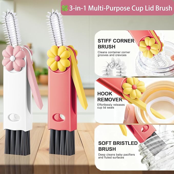 Cup Lid Gap Cleaning Brush, 3 in 1 Cup Lid Brush, Home Kitchen Crevice Brush - Image 2