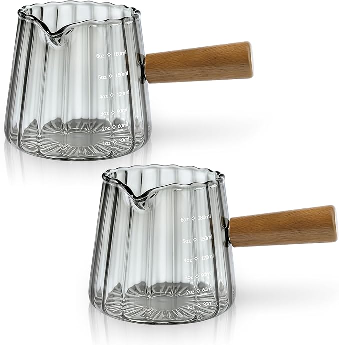 2 Pack Espresso Measuring Cup, 6oz Borosilicate Glass Espresso Cups by Cfyosnk