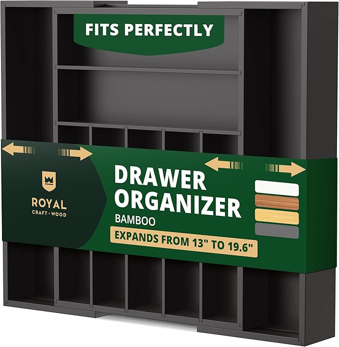 ROYAL CRAFT WOOD Luxury Bamboo Kitchen Drawer Organizer by RoyalCraftWood