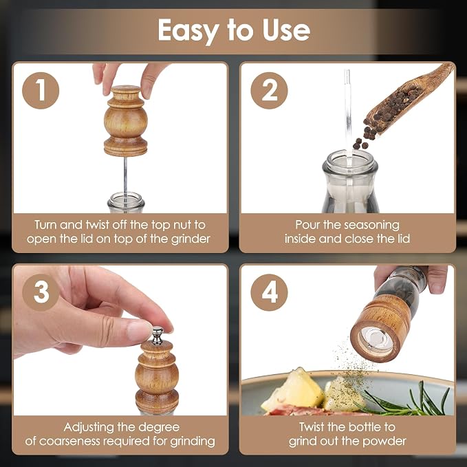 Wooden Salt and Pepper Grinder Set - Image 6