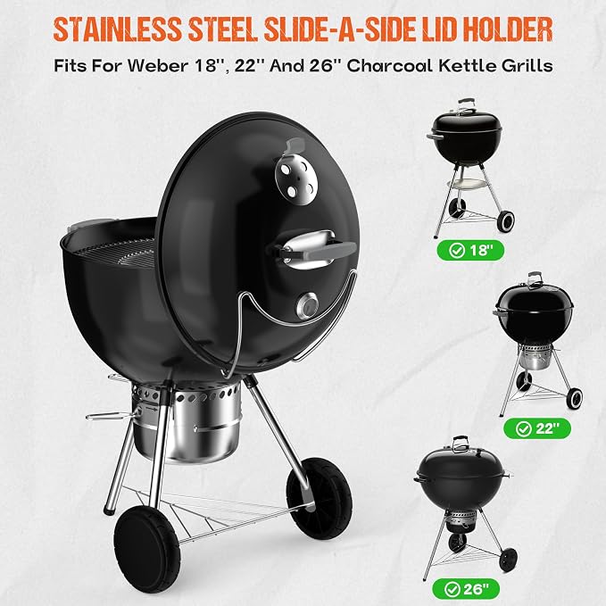 onlyfire Grill Lid Holder, Stainless Steel Slide a Side Lid Prop - Image 3