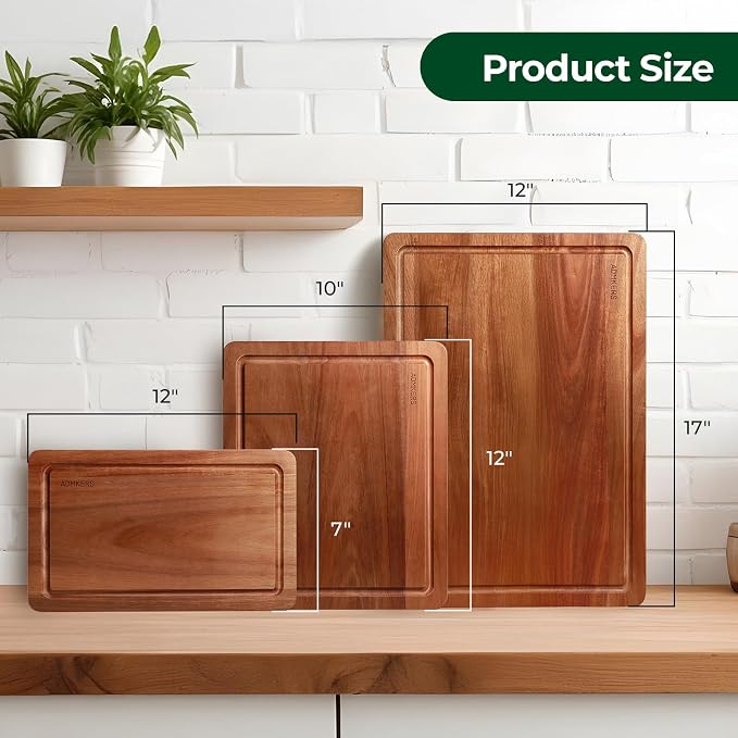 Wood Cutting Boards for Kitchen, Acacia Wooden Cutting Board Set, Charcuterie - Image 3