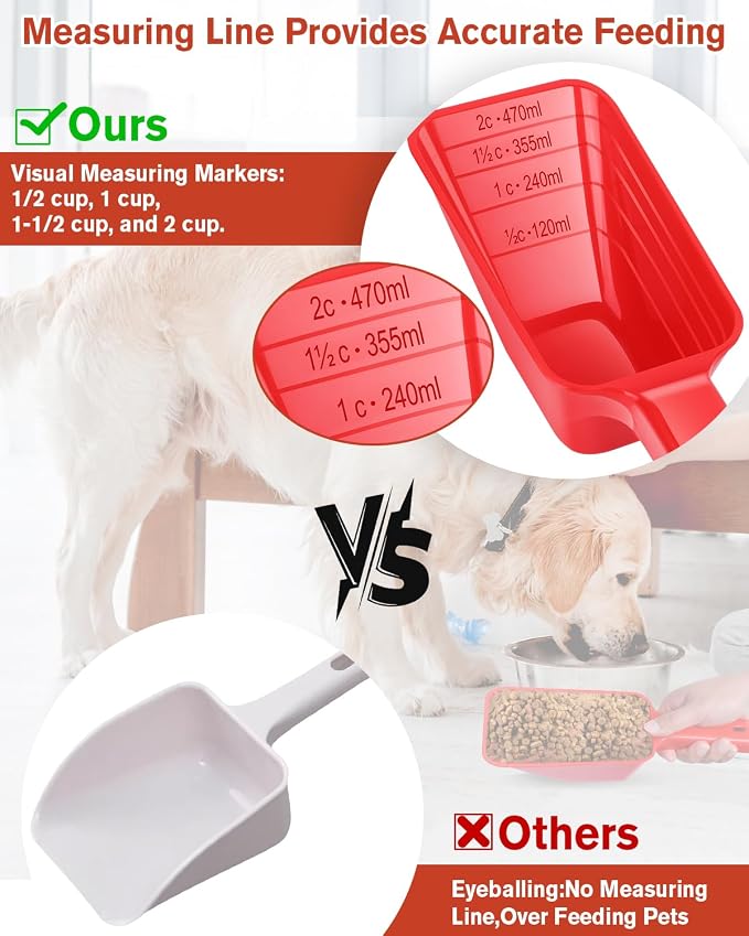 2 Cup Dog Food Scoop, Plastic Pet Food Scoop - Image 3