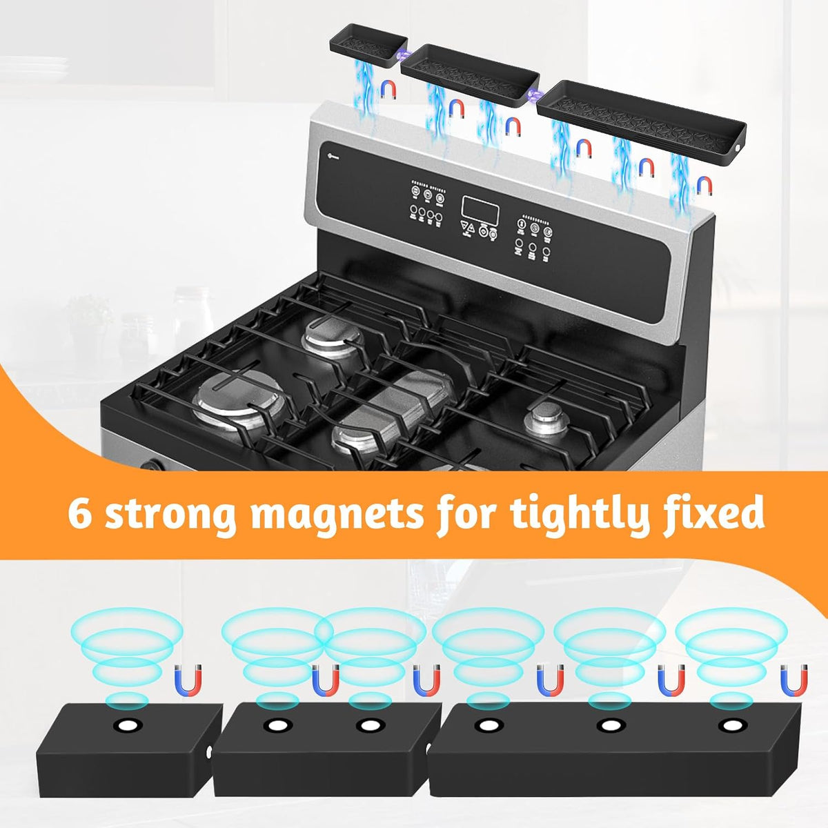 Foeacry Magnetic Stove Top Shelf 30"/24"/20", 3-Piece Silicone Over