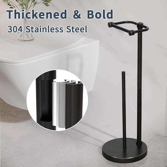 RARXTR Toilet Paper Holder Stand, Post Pivoting Design Free Standing Toilet - Image 5