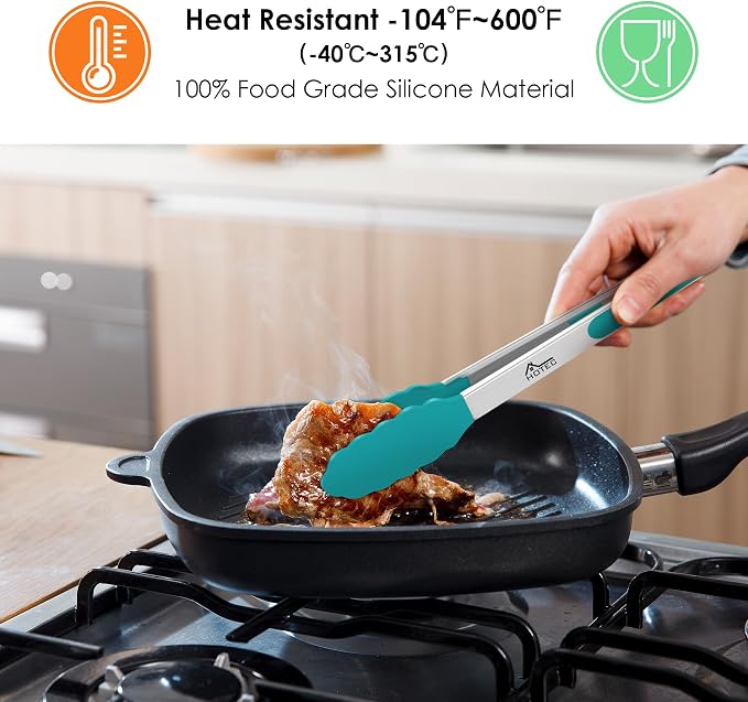 HOTEC Premium Stainless Steel Locking Kitchen Tongs - Image 2