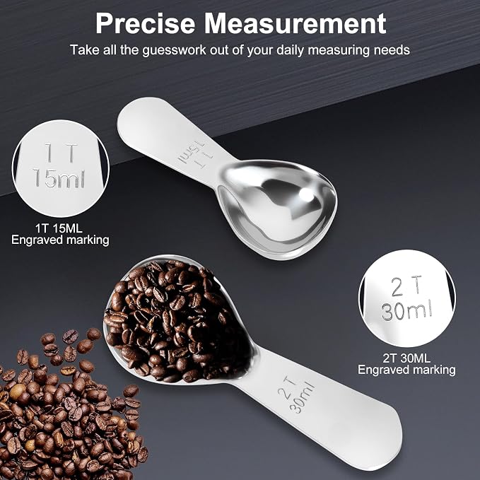 2Pcs Coffee Scoops, Premium 18/8 Stainless Steel Coffee Spoons, Tea and Powder - Image 4