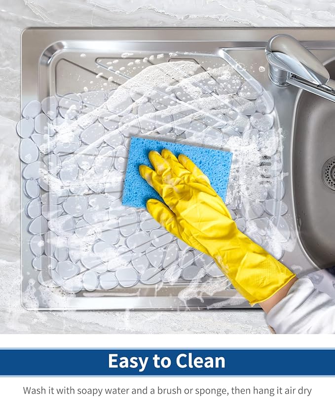 Bligli Pebble Sink Mat for Stainless Steel/Ceramic Sinks, PVC Eco-friendly Sink - Image 4