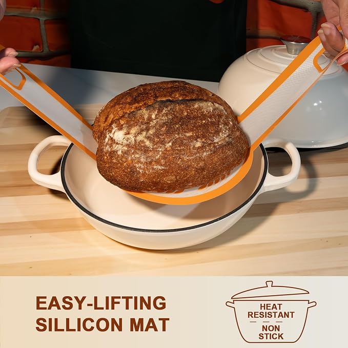 AHJ 6QT Dutch Oven For Bread Baking, Enameled Cast Iron Dutch Oven Pot - Image 4