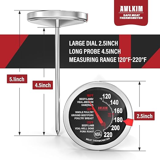 AWLKIM 2 Pack Stainless Steel Meat Thermometer, Safe Leave in Oven, 2.5-in - Image 3