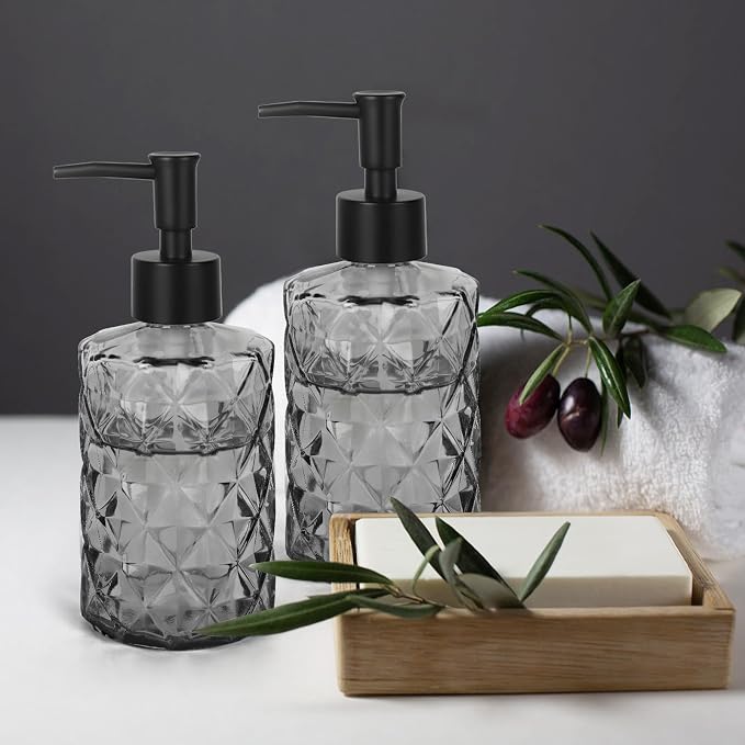 11oz Glass Soap Dispenser with Plastic Pump, Elegant Dispenser - Image 6