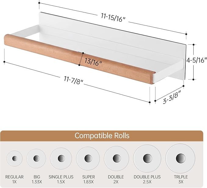 KES Magnetic Paper Towel Holder, Wood & Metal Paper Towel Roll Holder, - Image 5