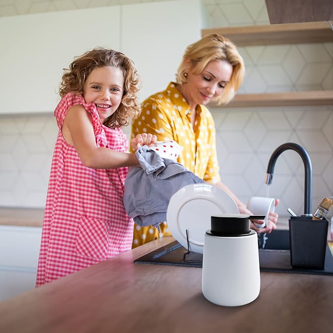 Soap Dispenser Ceramic with Easy-to-Press Pump Hand Lotion Liquid Dispenser - Image 4