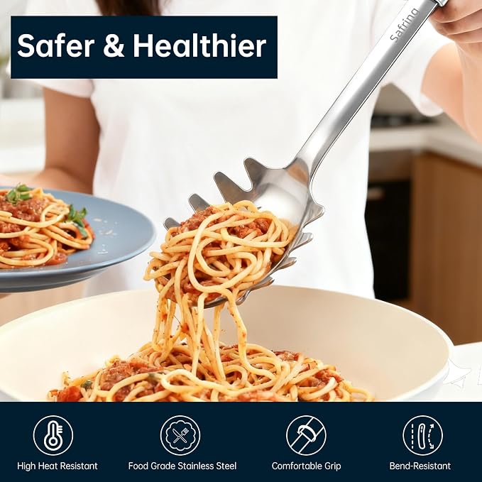 Safring Stainless Steel Soup Ladle and Spaghetti Spoon Set, Heat Resistant - Image 4