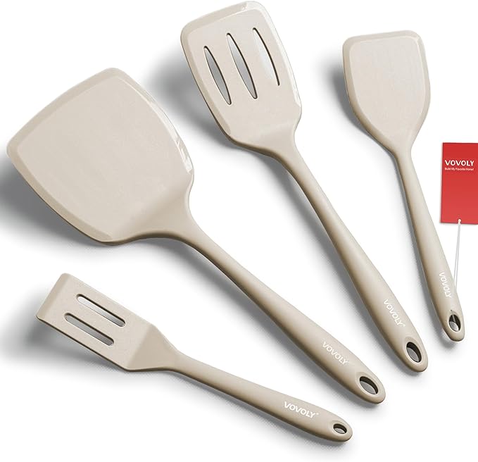 Silicone Spatula Set, 600°F Heat Resistant Silicone Spatula Turner Flipper by VOVOLY