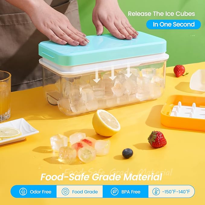Ice Cube Tray with Lid and Bin, PHINOX 96 pcs Ice Trays - Image 4