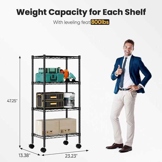 DUMOS 4-Tier Metal Wire Storage Shelves, Adjustable Standing Storage Rack Shelf - Image 3