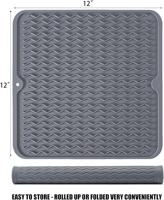 Silicone Dish Drying Mat, Non-Slip Easy Clean Sink Mat Large Heat-resistant - Image 2