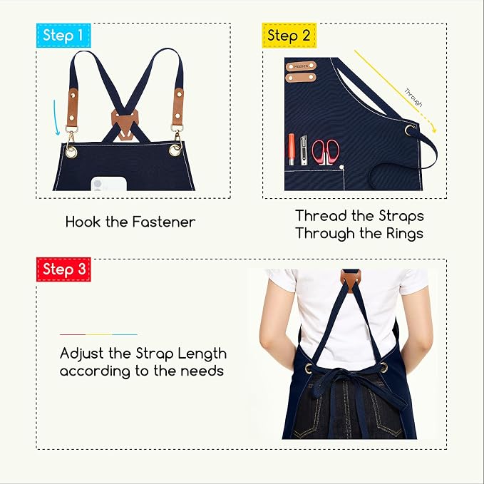 MEEDEN Painting Apron for Men Women: Adjustable Cross Back Waterproof Polyester - Image 8