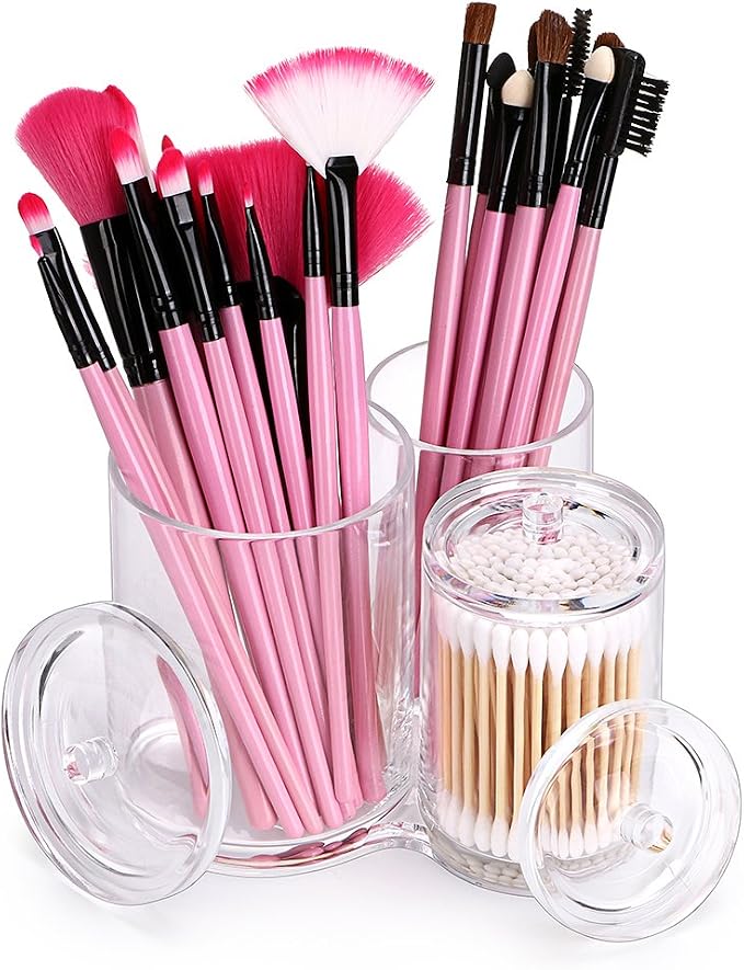 Hipiwe Clear Acrylic Cotton Swab Holder Preminm Quality Round Container Cotton - Image 3