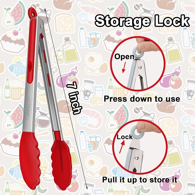 7 Pack Kitchen Tongs, Cooking Tongs - Image 2