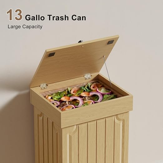 Povrgive Wood Trash Can Cabinet, 13 Gallon Hidden Kitchen Garbage Can - Image 7