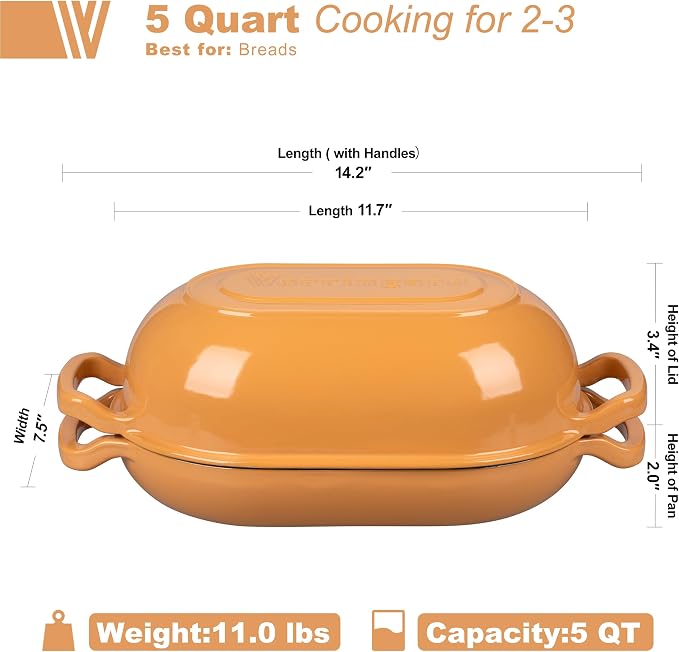 VORRINGARD Enameled Cast Iron Sourdough Bread Oven, Dutch Oven, Loaf Cast Iron - Image 2