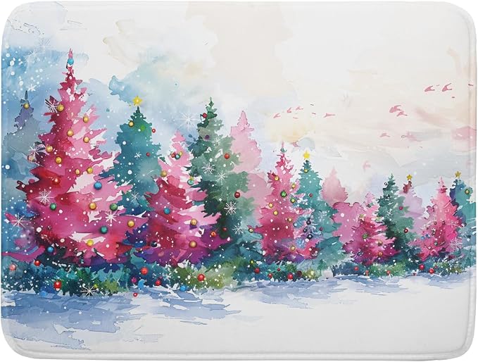 Decorative Christmas Dish Drying Mats Pink Green Xmas Tree Painting Rack by Giwawa