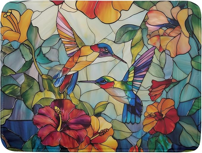 Spring Summer Dish Drying Mat for Kitchen Counter Hummingbird Microfiber by Unknown