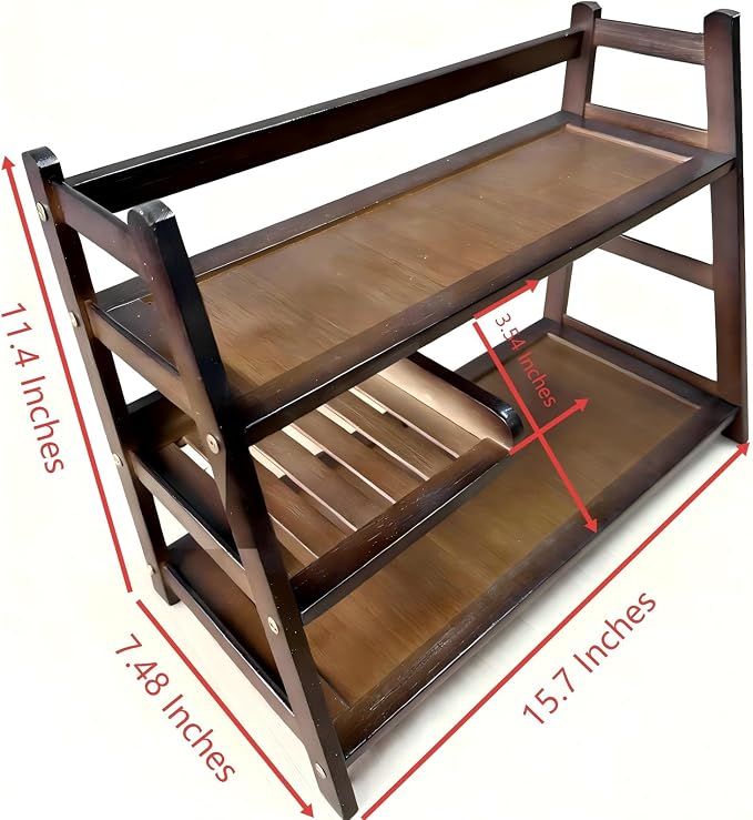 3 Tier Bamboo Matcha Station, coffee station organizer Shelf - Image 5