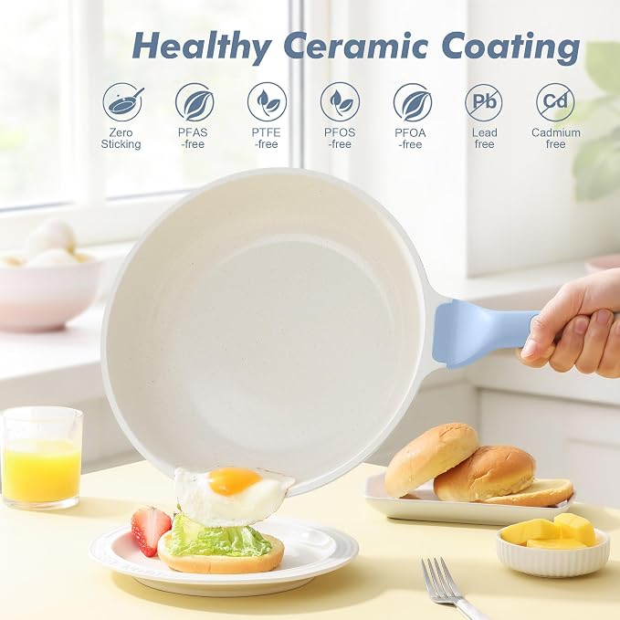 SENSARTE Nonstick Ceramic Frying Pan 9.5-Inch, Healthy Non Toxic Skillet - Image 3
