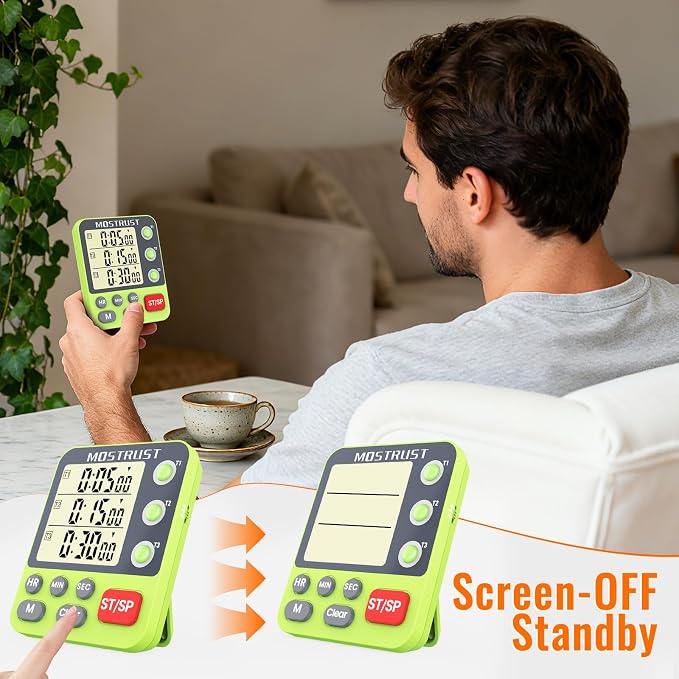 Digital Dual Kitchen Timer, 3 Channels Countdown Triple Timer - Image 5