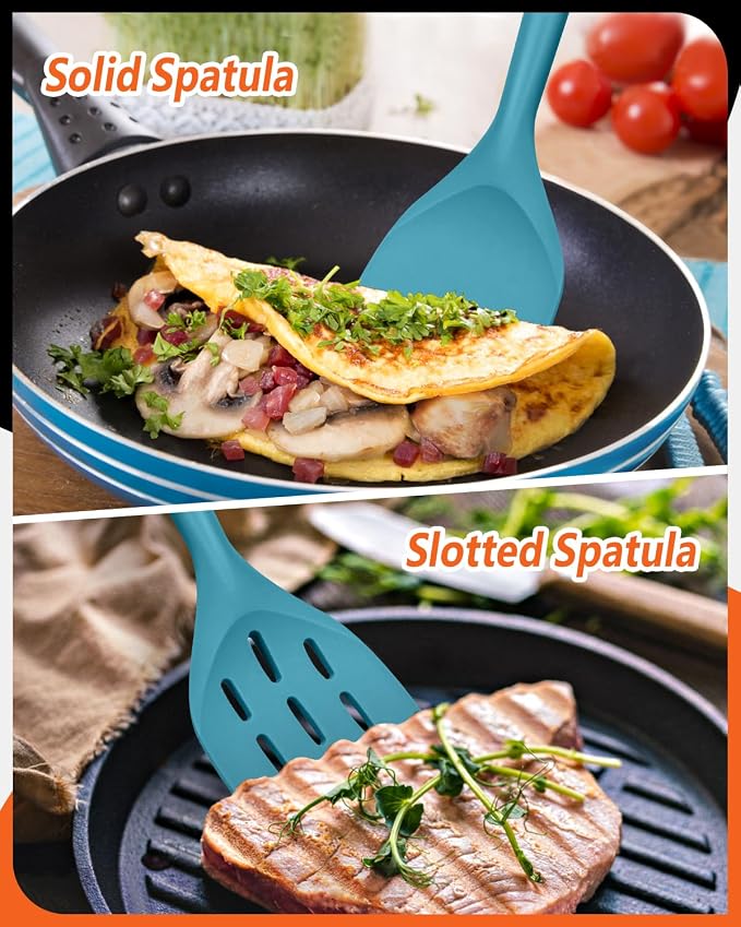 Pack of 2 Silicone Spatula, Non Stick Cooking Utensil Set Wooden Handle Kitchen - Image 5