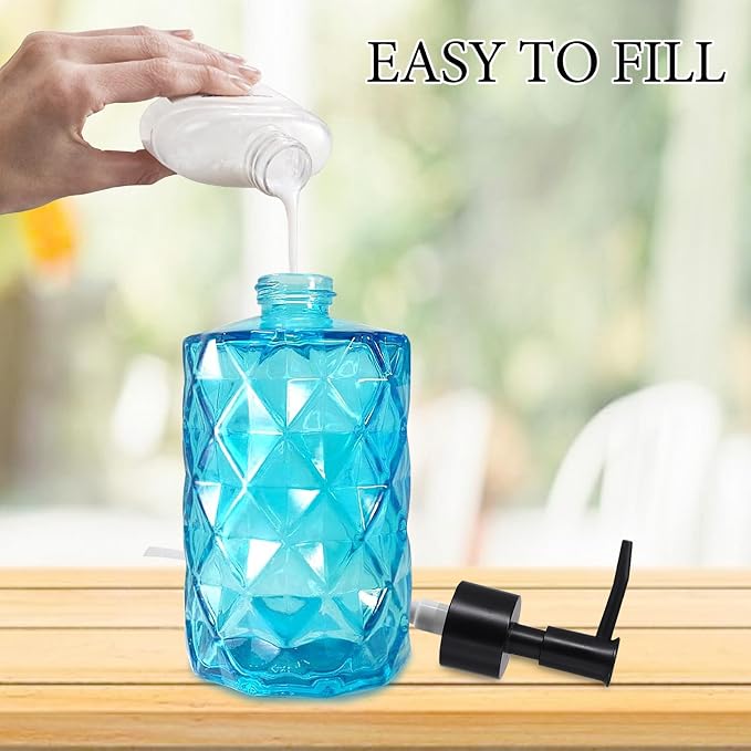 Clear Ocean Blue Glass Soap Dispenser - Image 4