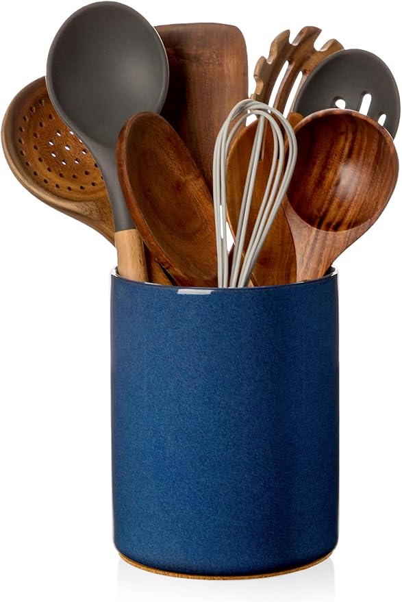 Nucookery Utensil Holder, 6.4" Ceramic Kitchen Utensil Holder by Nucookery