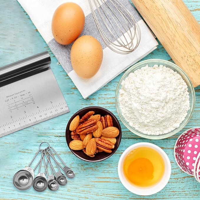 Silver Flour Sifter Baking Tool Set, DLAND Stainless Steel 4-Piece Kit - Image 5