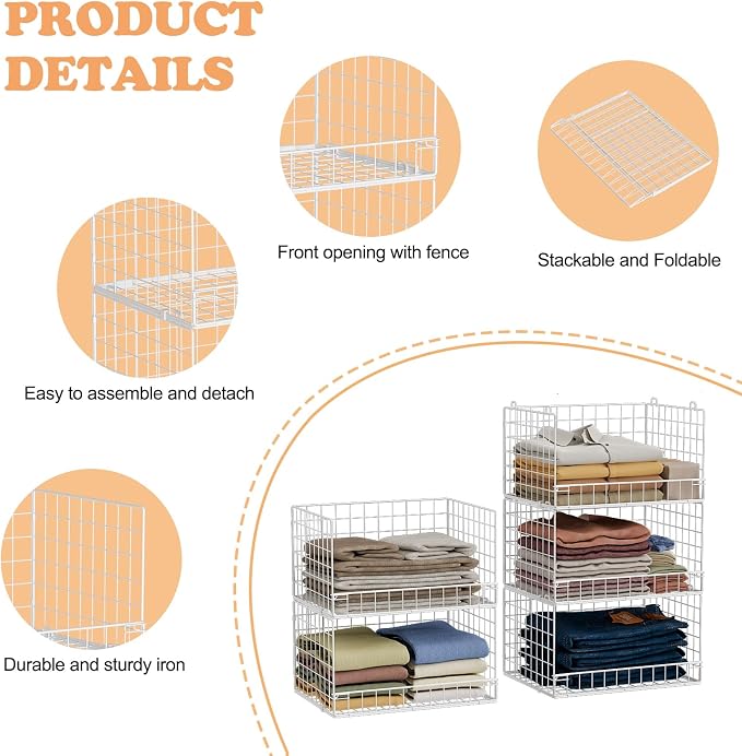 Yociyoga 5-Tier Stackable Closet Organizers and Storage Basket - Image 6