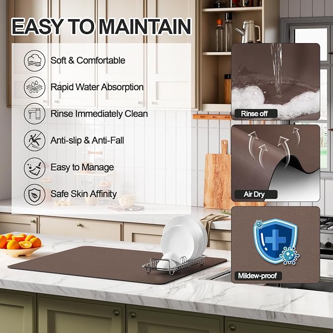 Ecotrim - Dish Drying Mat for Kitchen Counter | Coffee Bar Mat for Countertops - Image 3