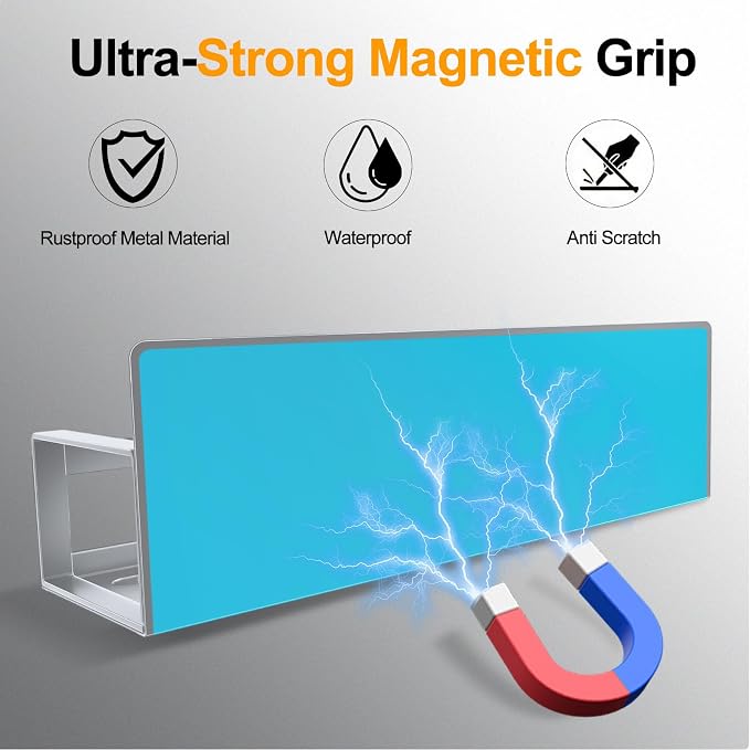 Magnetic Spice Rack for Refrigerator, 4 Pack Metal Magnetic Shelf Organizer for - Image 2