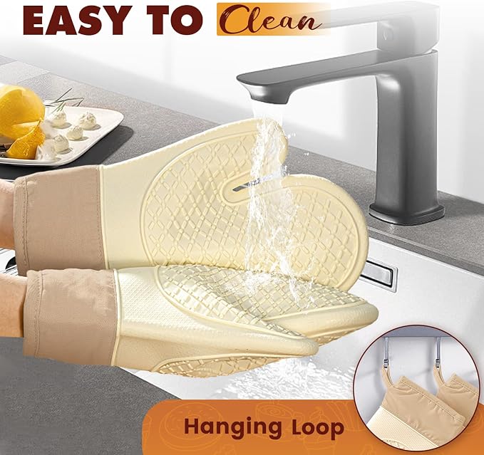 Silicone Oven Mitts, Waterproof Non Slip Grip Oven Gloves - Image 5